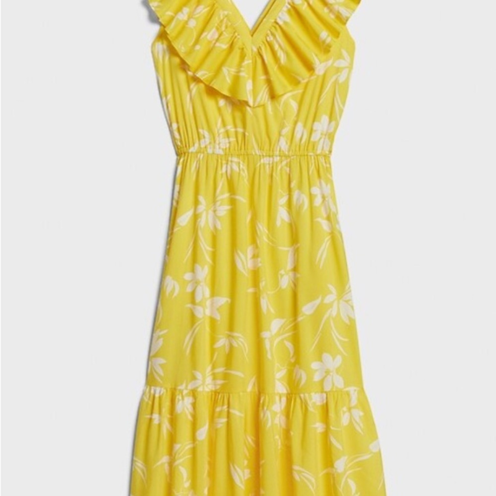 Banana Republic Yellow and White Dress